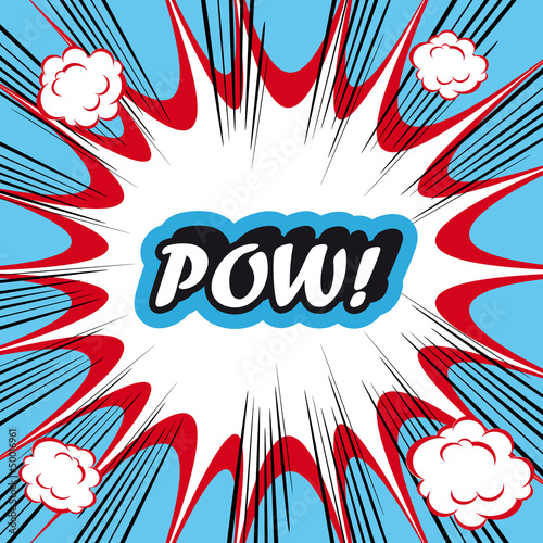 Illustration: Pop Art explosion Background Pow! Pop Art explosion Background Pow!