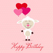 Little sheep with heart balloons