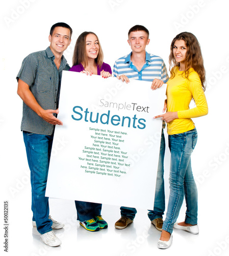 Photo: group people with banner group people with banner