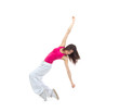 New pretty modern slim hip-hop style woman dancer break dancing