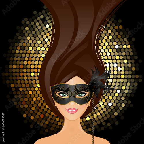Vector: Vector illustration of girl with mask Vector illustration of girl with mask