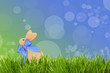 Ostern Hintergrund - Osterhase mit blauer Schleife