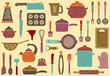 Background with kitchen ware