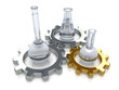 laboratory process with chemical glassware