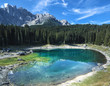 Carezza's lake and mount Latemar