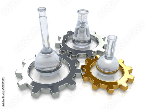 Illustration: laboratory process with chemical glassware laboratory process with chemical glassware