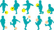 Vector silhouettes little child as football player with ball-smi