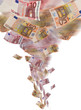 euro banknote tornado on white background