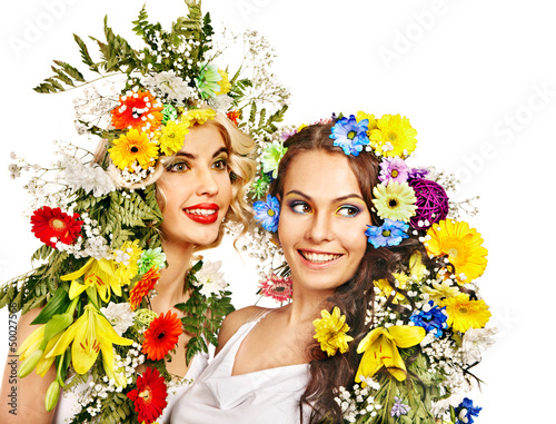 Photo: Woman with make up and flower. Woman with make up and flower.