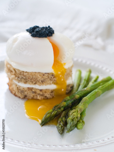 Photo: Bread with poached egg with asparagus Bread with poached egg with asparagus