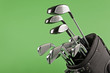 golf club set on chroma green
