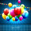 Colorful balloons on blue background