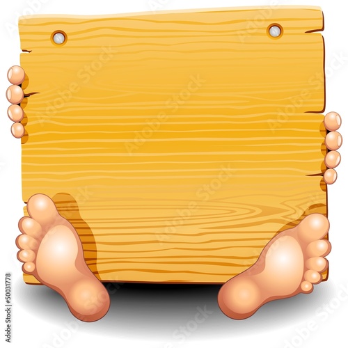 Vector: Wooden Panel with Hands and Feets-Pannello con Mani e Piedi Wooden Panel with Hands and Feets-Pannello con Mani e Piedi