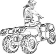 Vector: ATV off-road rider jumping in to the sunset ATV off-road rider jumping in to the sunset