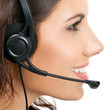Support phone operator in headset, isolated