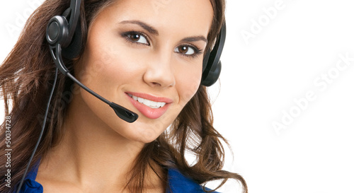Photo: Support phone operator in headset, isolated Support phone operator in headset, isolated
