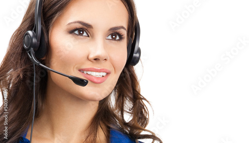 Photo: Support phone operator in headset, isolated Support phone operator in headset, isolated