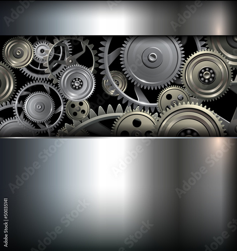 Vector: Technology background with metallic gears Technology background with metallic gears