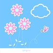 Spring flower background with bird