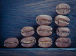 Coffee beans are in a wooden box