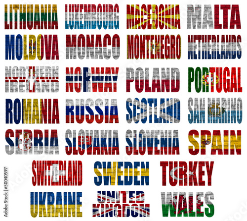 Illustration: Europe countries flag words Part 2 Europe countries flag words Part 2