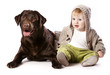 little boy and labrador , Best friends