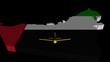 Plane taking off from UAE map flag animation