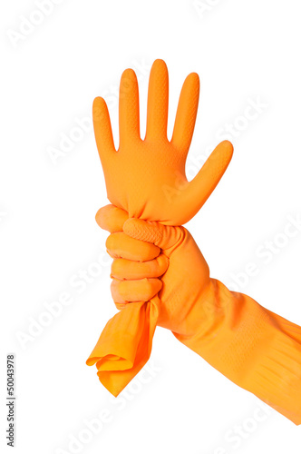 Photo: rubber glove isolated on white background rubber glove isolated on white background