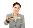 Woman in business giving job application