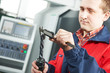 worker measuring tool by hand caliper