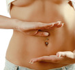 A young woman showing her belly
