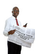 Portrait of an African American with newspaper