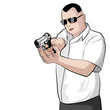 Man shooting a gun