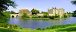 Panaramic view of Leeds Castle and moat, England