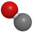 Illustration: Carbon monoxide (CO), molecular model. Carbon monoxide (CO), molecular model.