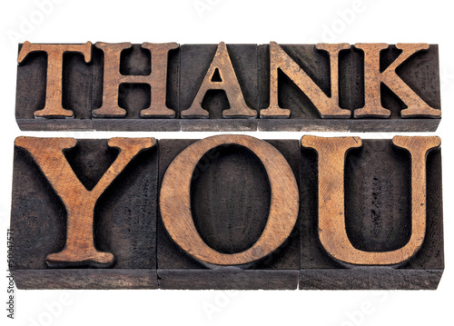 Photo: thank you in wood type thank you in wood type