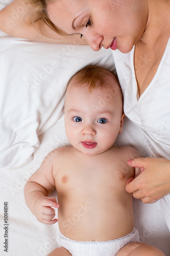 Photo: loving mother with her baby boy loving mother with her baby boy