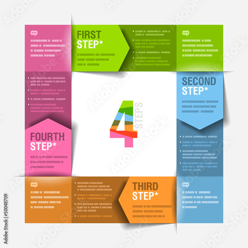 Vector: Four consecutive steps cycle - design template Four consecutive steps cycle - design template