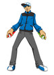 Illustration of a male figure holding a spray can ready