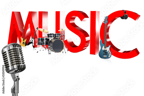 Photo: Three dimensional music surrounded with musical instruments Three dimensional music surrounded with musical instruments