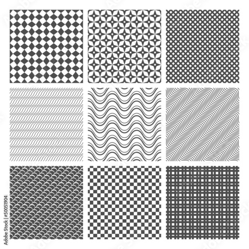 Vector: Monochrome seamless patterns Monochrome seamless patterns