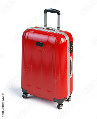 Illustration: Red suitcase isolated on white Red suitcase isolated on white