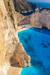 The world famous beach Navagio in Zakynthos, Greece