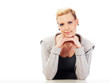 Pretty youg lady sitting at the desk