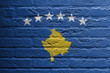 Brick wall with a painting of a flag, Kosovo
