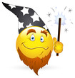 Smiley Vector Illustration - Wizard Face with Magic Wand