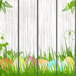 Easter egg background on wood