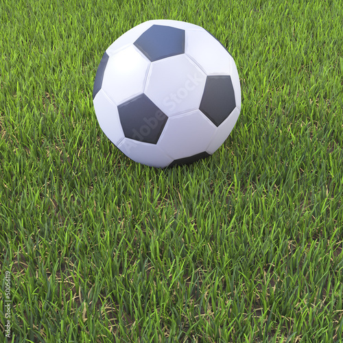 Illustration: 3d Soccer ball on football pitch 3d Soccer ball on football pitch