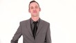 Young businessman making an affirmative gesture