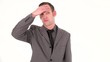 Young businessman makes a thoughtful gesture